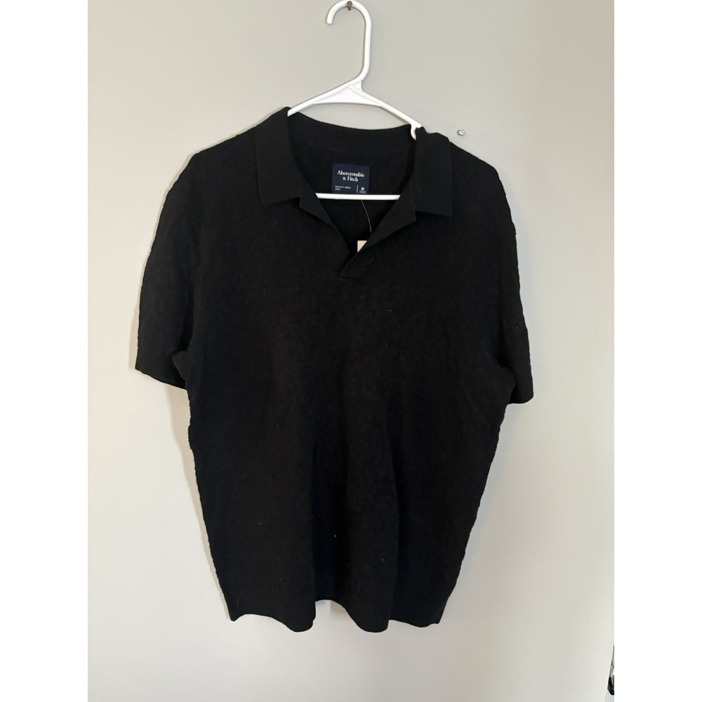 Abercrombie &Fitch Short Sleeved Sweater Shirt  Cotton/viscose Blend M Black NEW